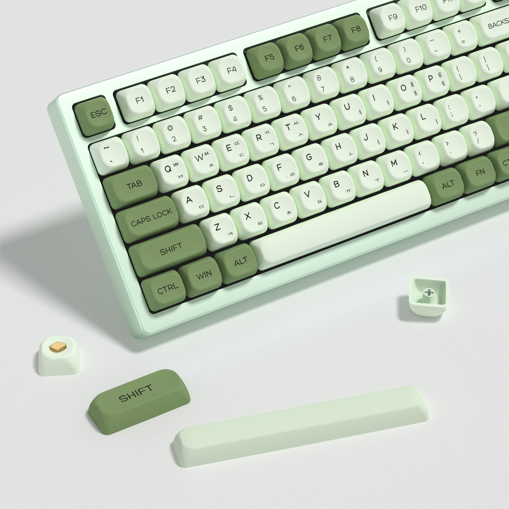 Keyboard Gaming Mac - KBDiy Matcha Korean Keycap Green MAC