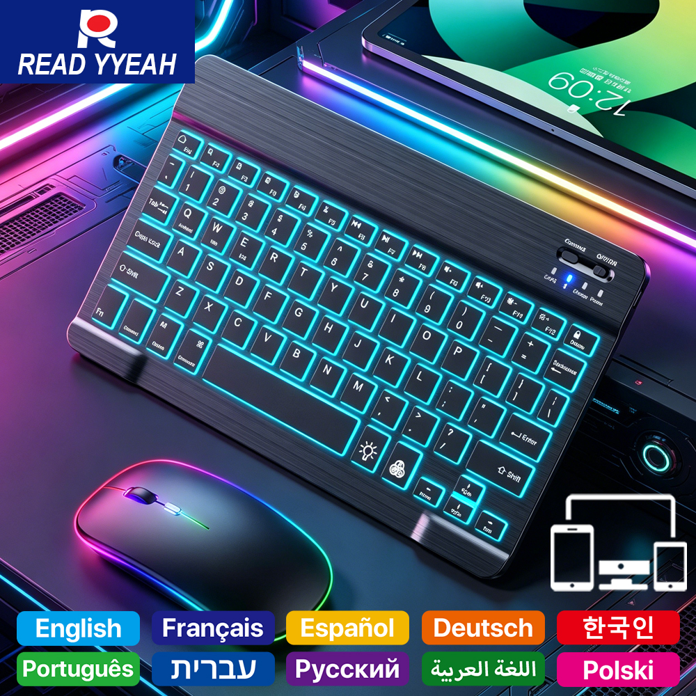 Gaming Keyboard And Mouse Wireless - READ YYEAH RGB Backlit Bluetooth Keyboard