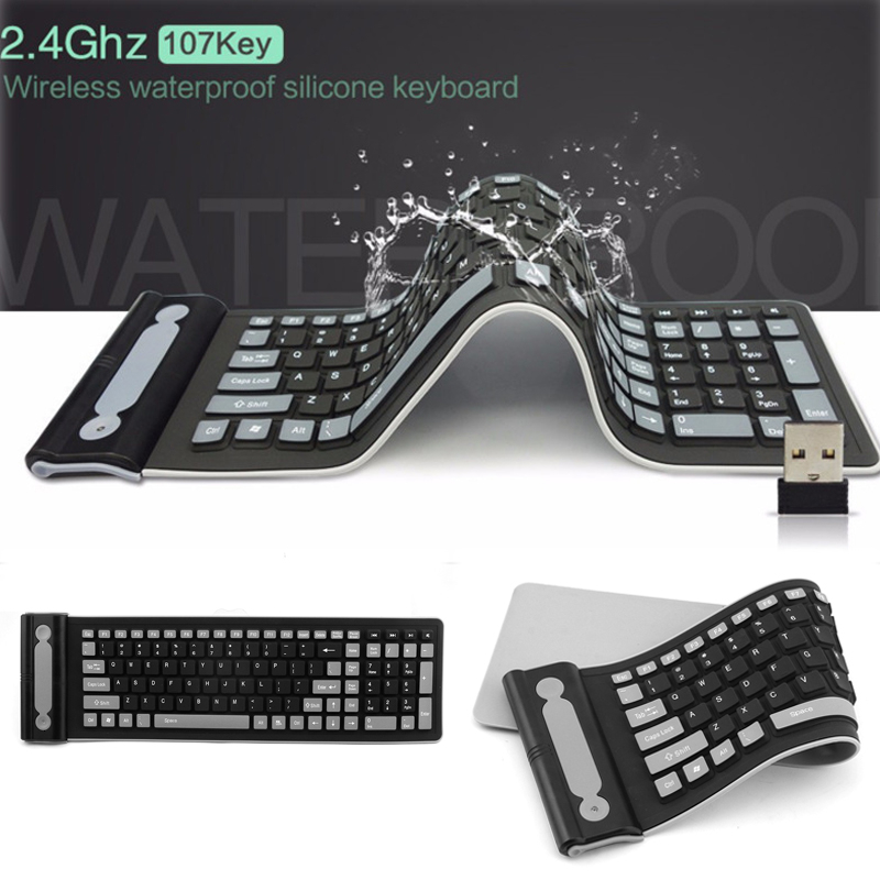 Gaming Keyboard Budget - Foldable Silicone Wireless Keyboard 2.4G Usb