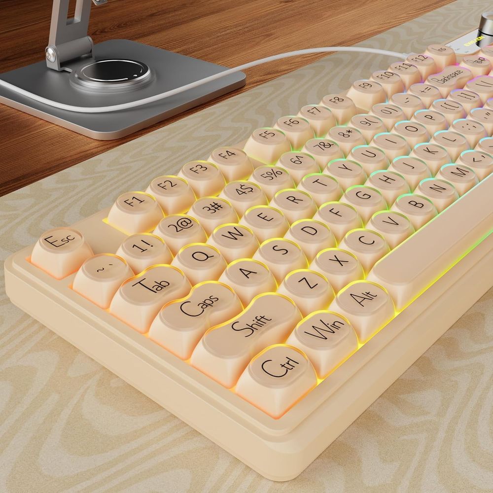 Gaming Keyboard No Number Pad - 98-Key Creamy Gaming Keyboard with Number