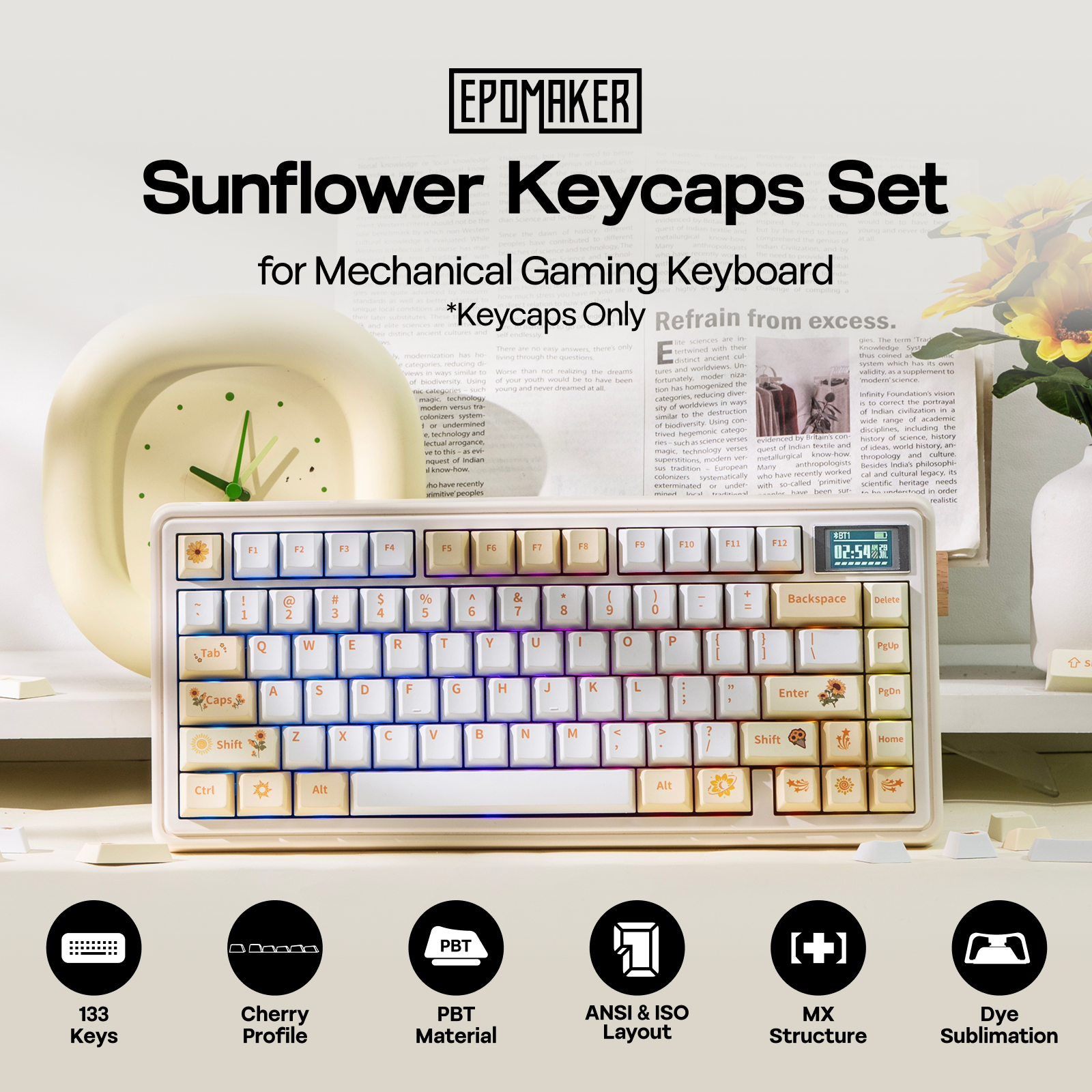 EPOMAKER Sunflower Keycaps Set - đánh giá và giá Gaming Keyboard Mechanical Wireless