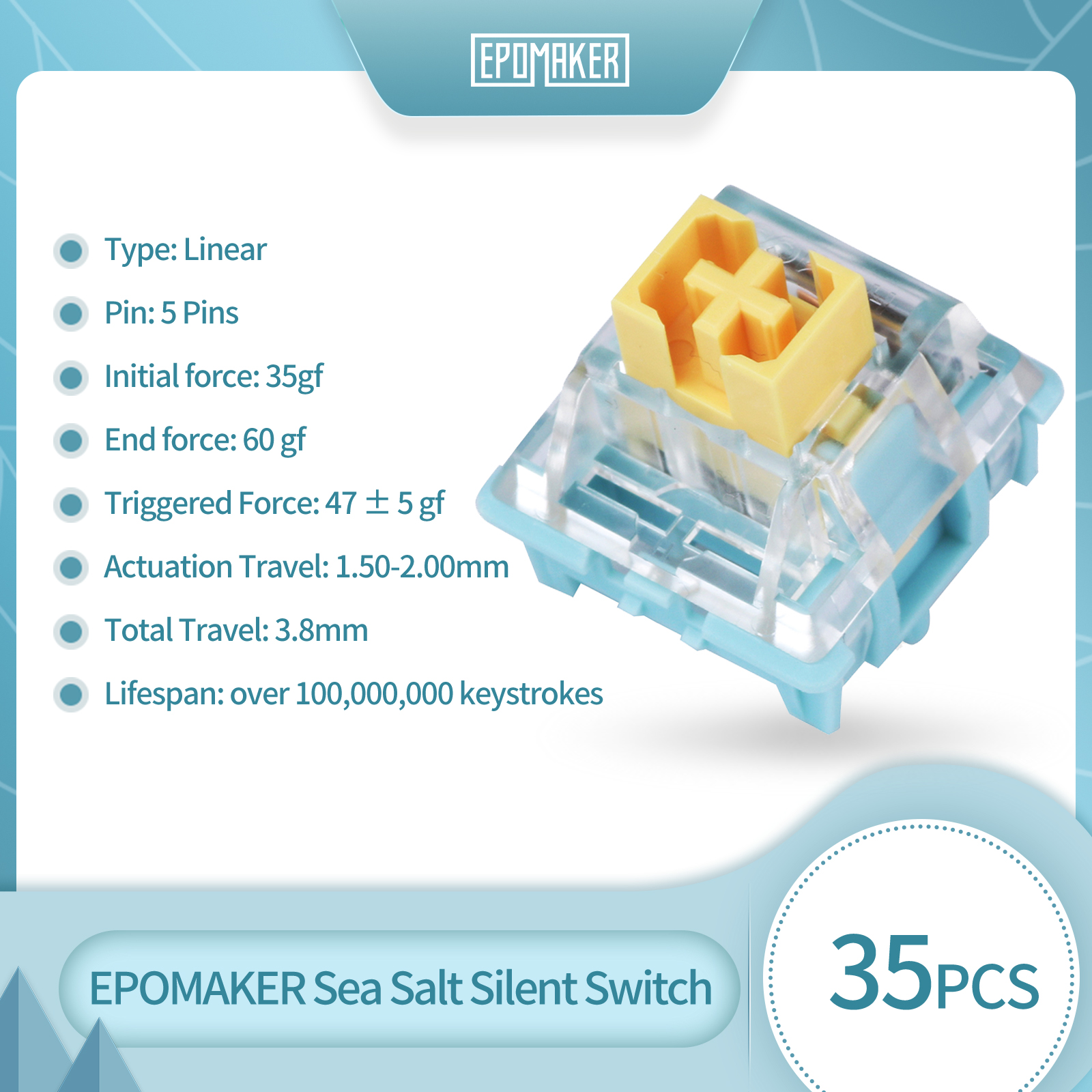 35 Pieces EPOMAKER Sea Salt Si - đánh giá và giá Gaming Keyboard Mechanical Wireless