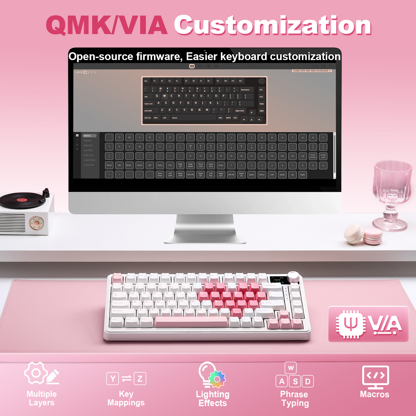 YUNZII B75 PRO MAX Wireless Me - đánh giá và giá Keyboard Gaming Mac