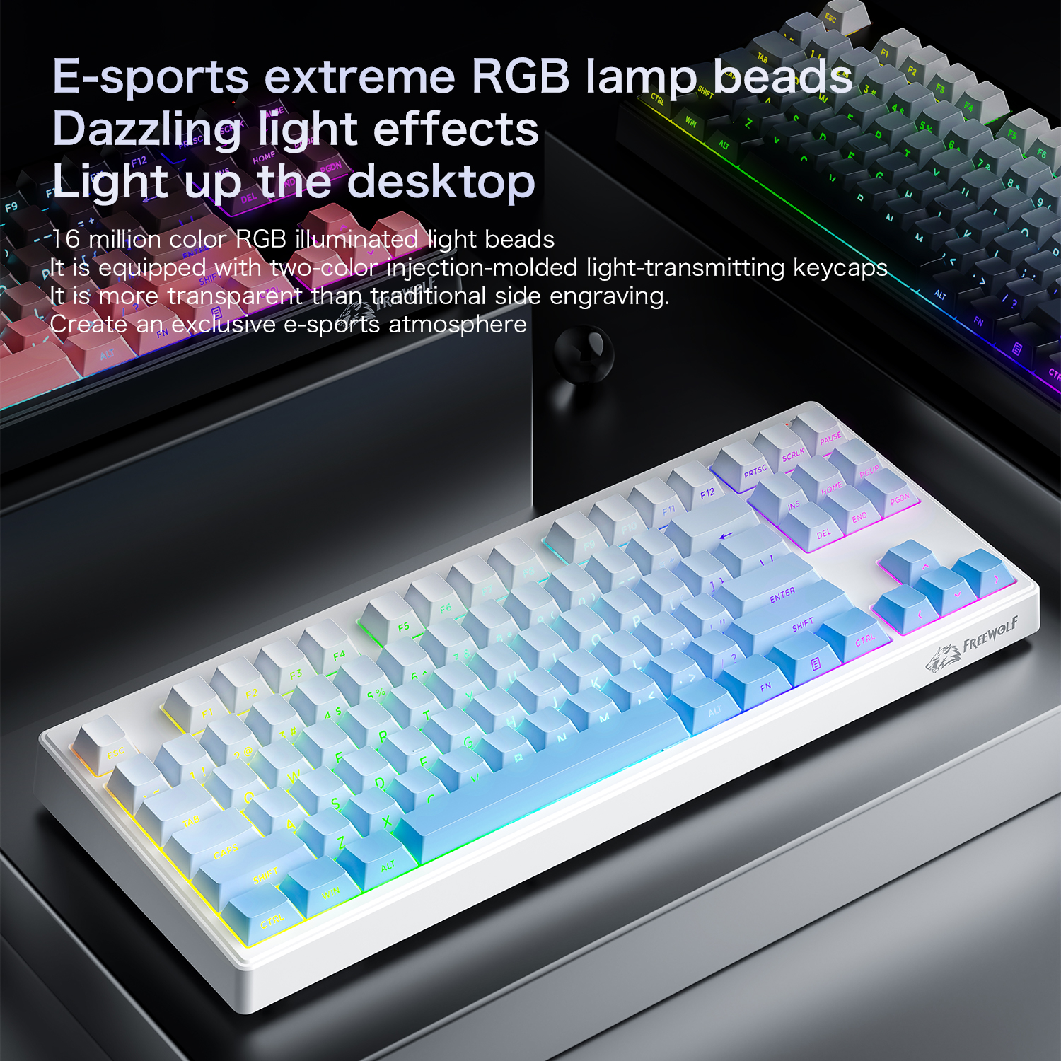 FREEWOLF M87 V2 87 Keys RGB Me - đánh giá và giá Keyboard Gaming Mac