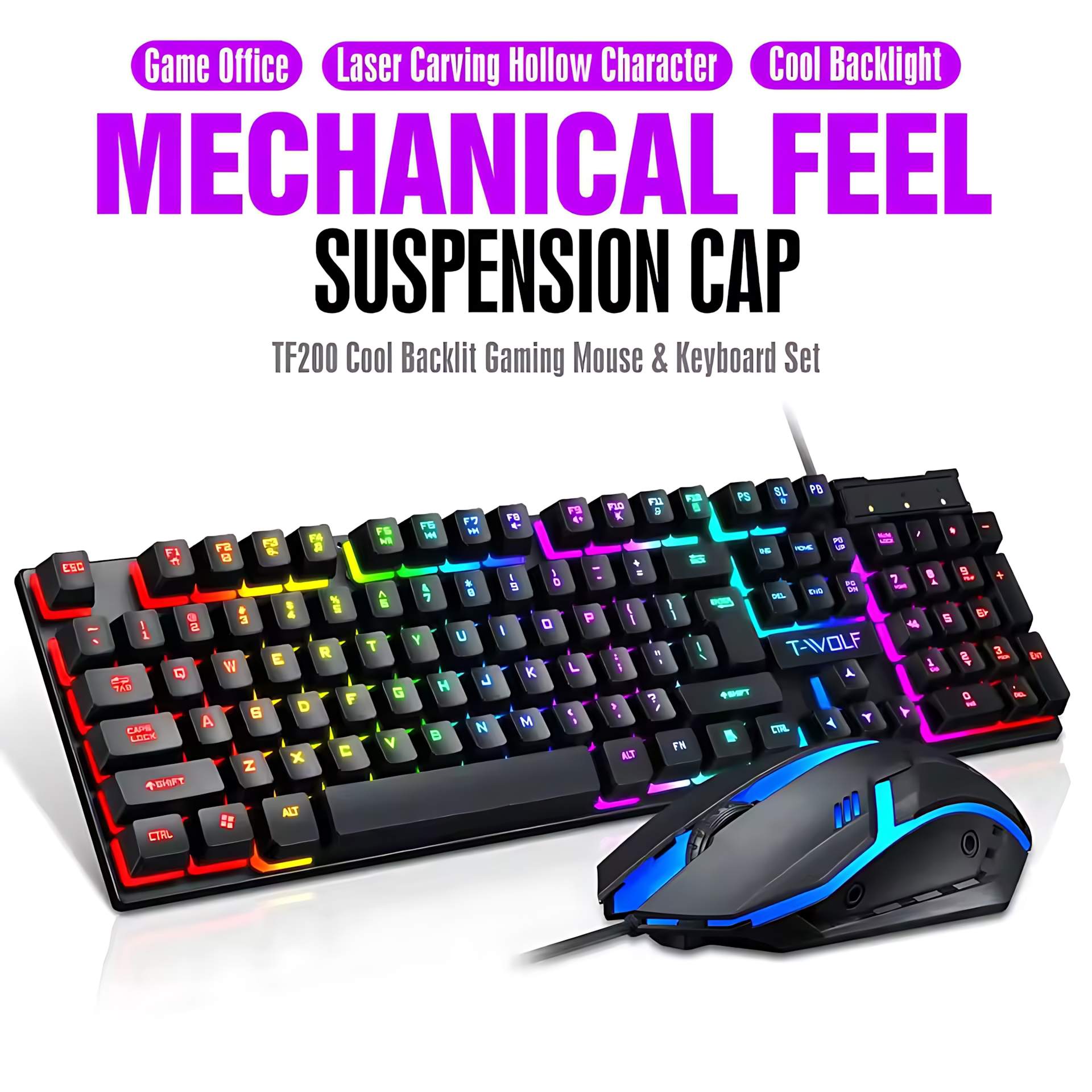 Rainbow Backlit Wired Keyboard - đánh giá và giá Gaming Keyboard And Mouse Wireless