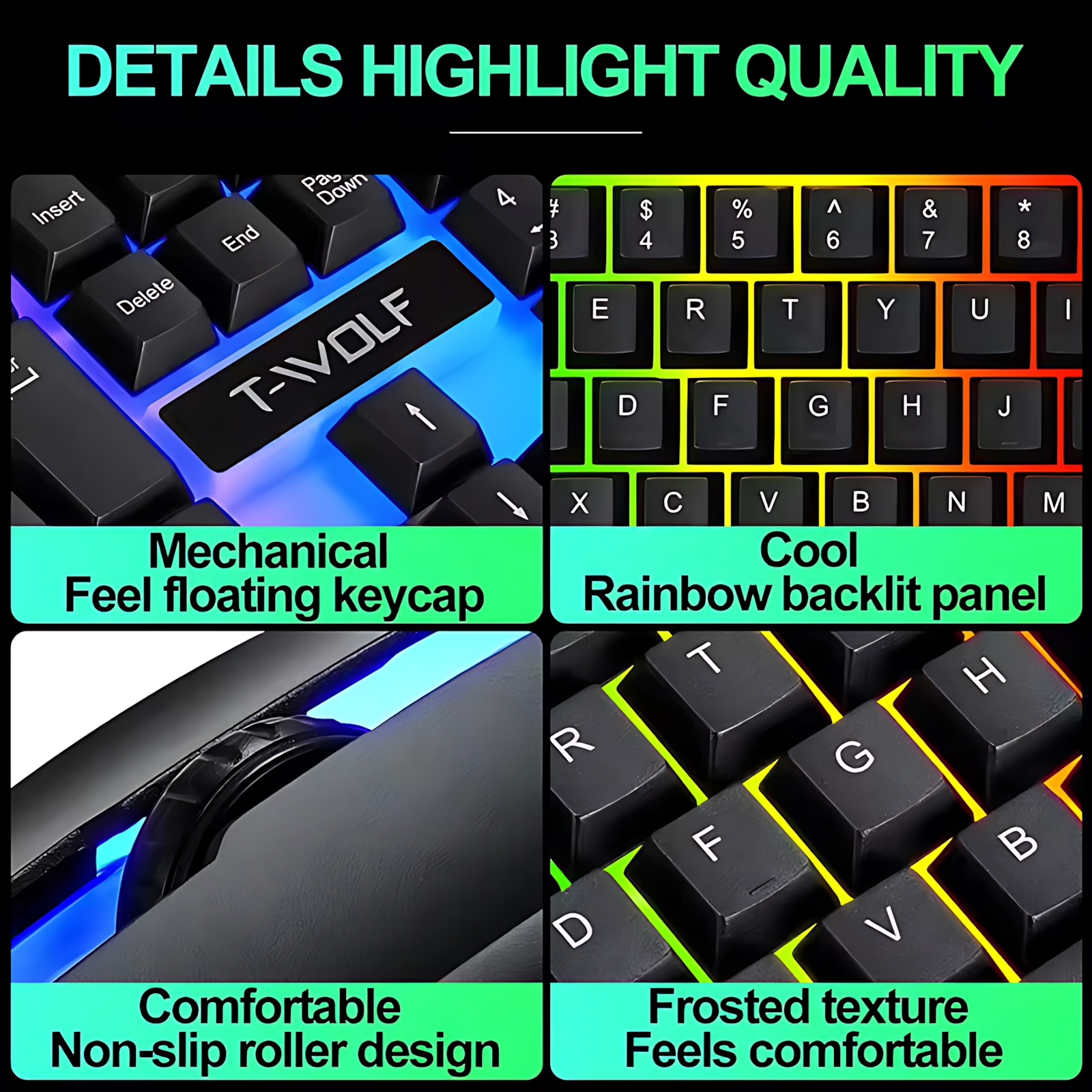 Rainbow Backlit Wired Keyboard - đánh giá và giá Gaming Keyboard And Mouse Wireless