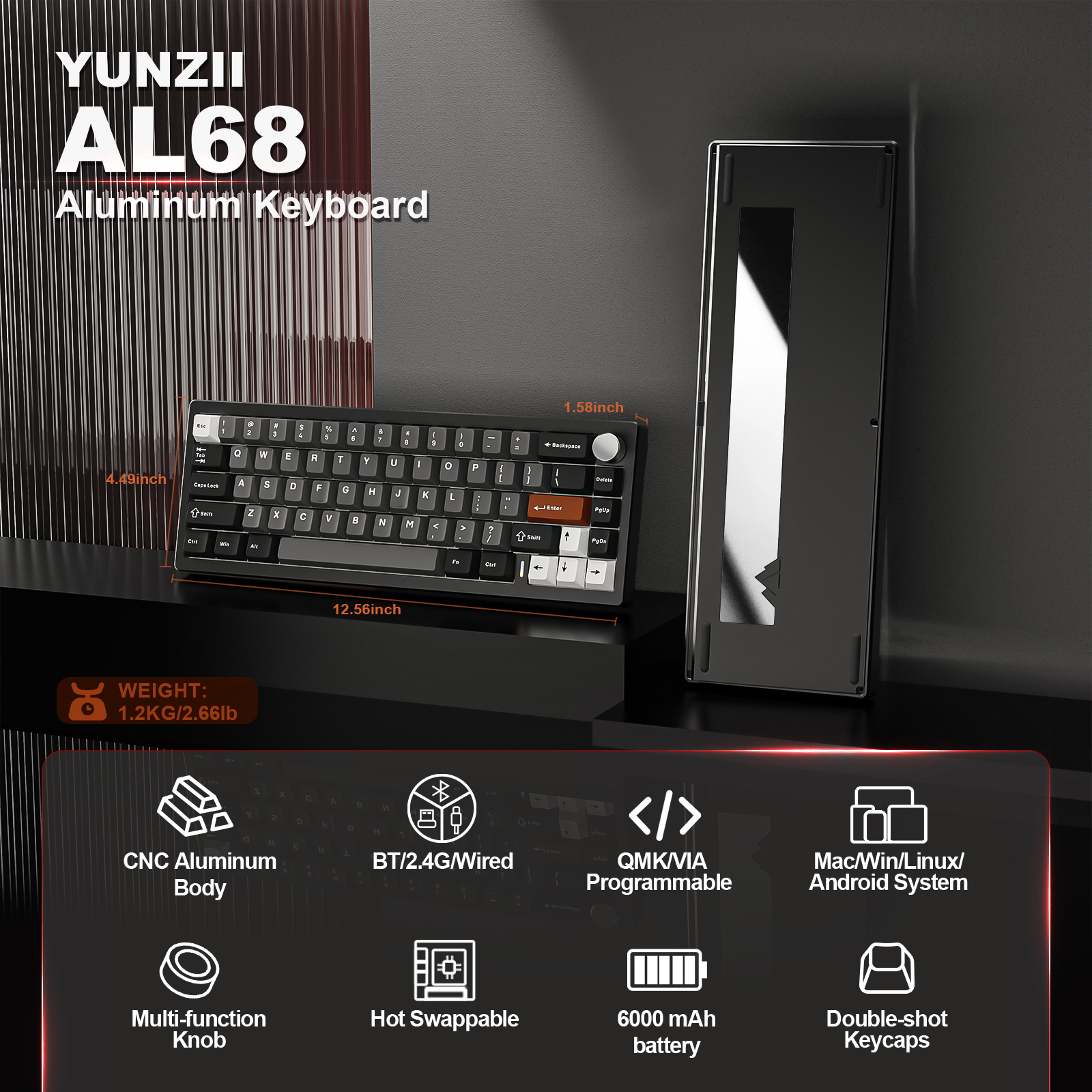 YUNZII AL68 Black QMK/VIA Mech - đánh giá và giá Keyboard Gaming Mac