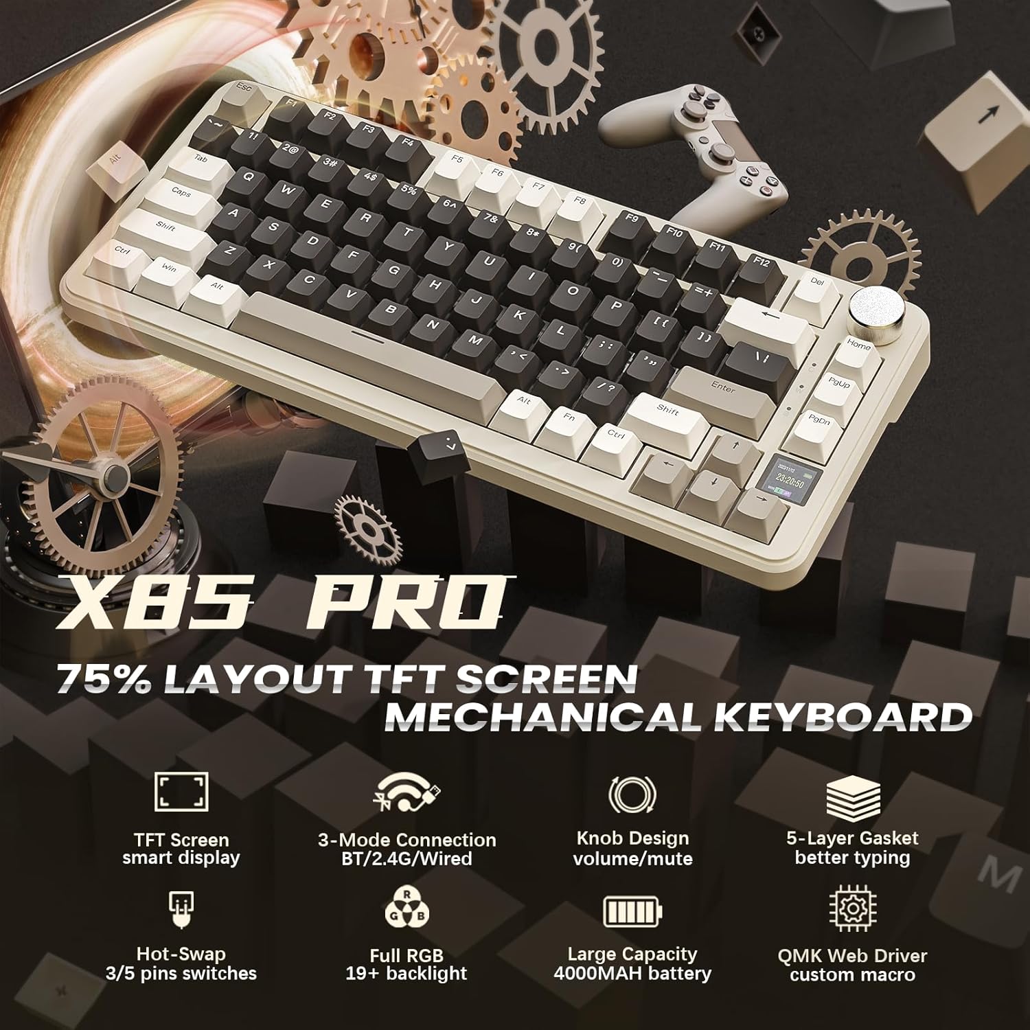 ATTACK SHARK X85Pro 75% Triple - đánh giá và giá Keyboard Gaming Mac