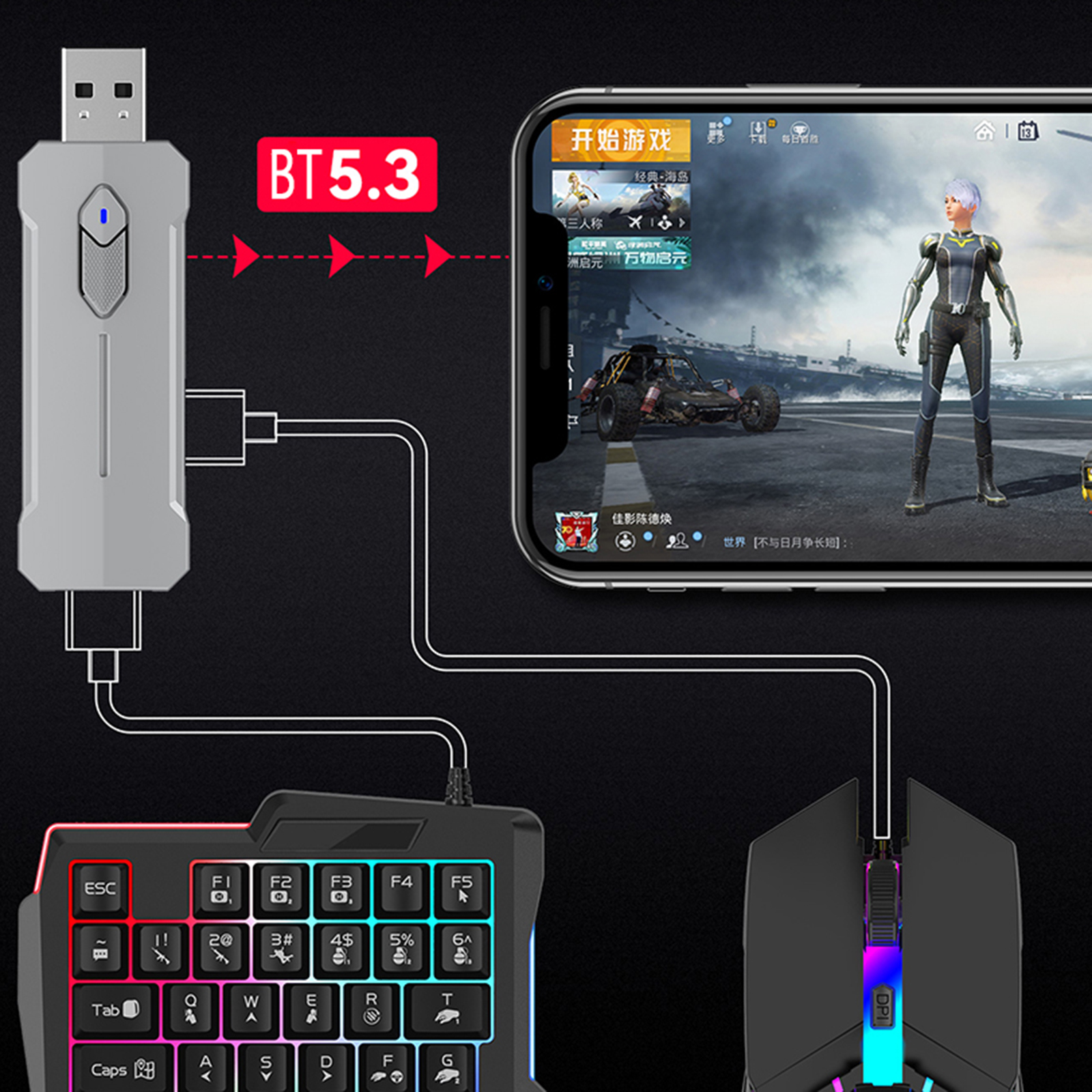 5 in 1 Mobile Game Converter K - đánh giá và giá Gaming Keyboard And Mouse Converter For Mobile