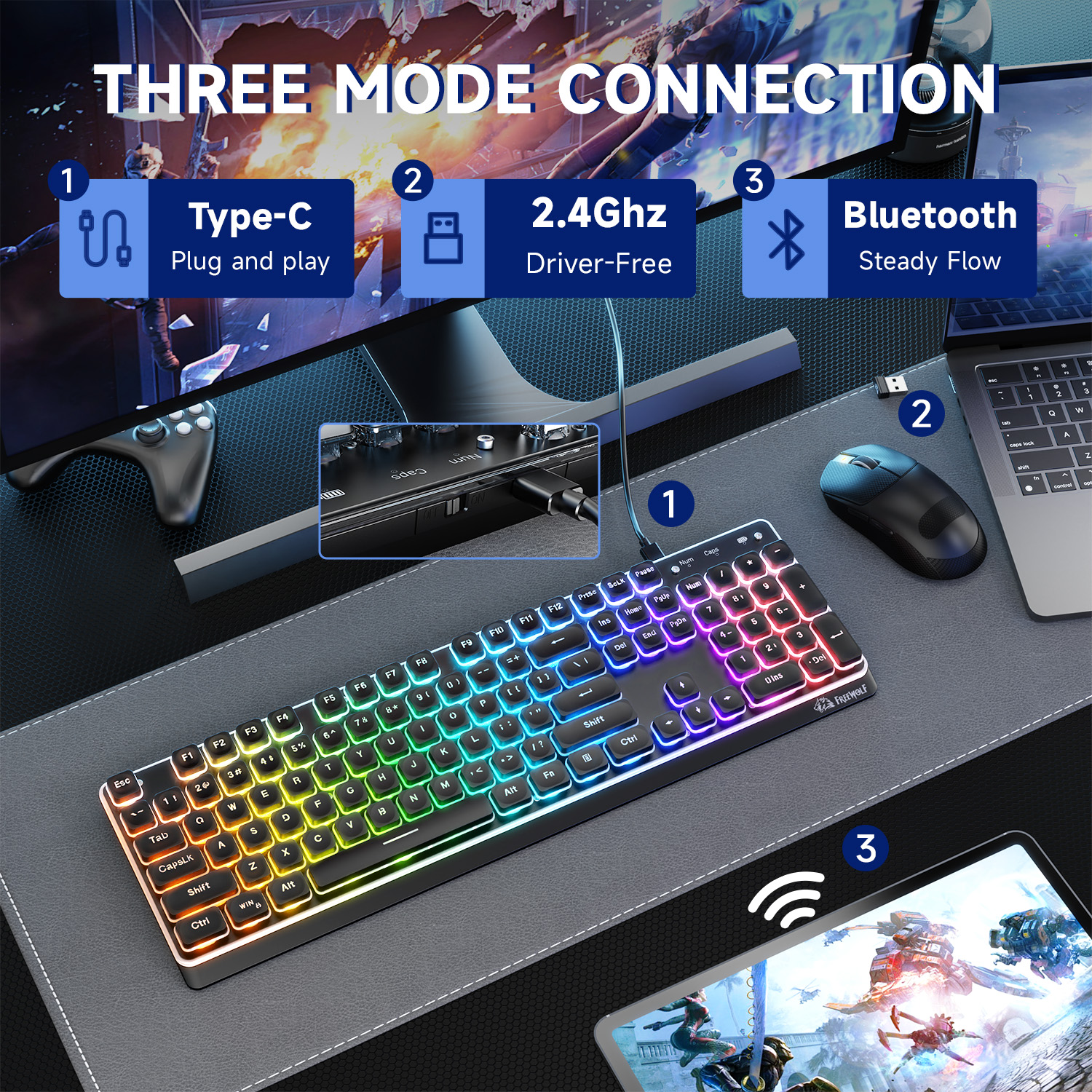 ZIYOULANG M104 Tri Mode Wirele - đánh giá và giá Keyboard Gaming Mac