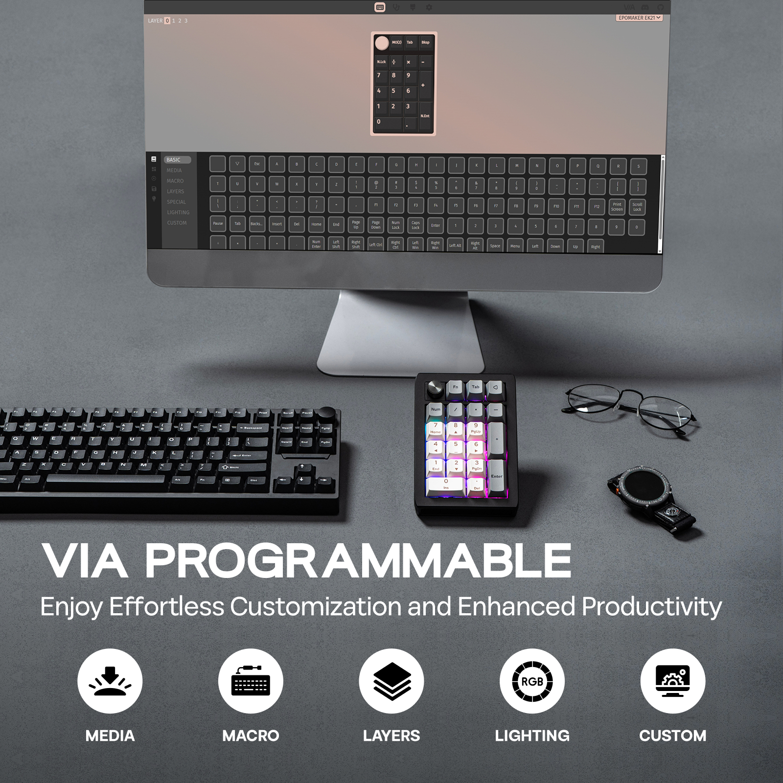 EPOMAKER EK21 VIA 20% Gasket W - đánh giá và giá Keyboard Gaming Mac